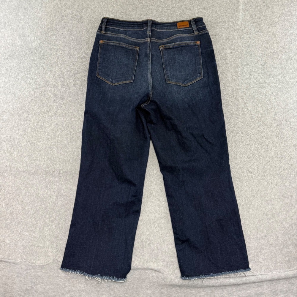 Judy Blue Wide Leg Jeans Womens‎ 11/30 Dark Wash Raw Hem High Rise JB82517DK-CO